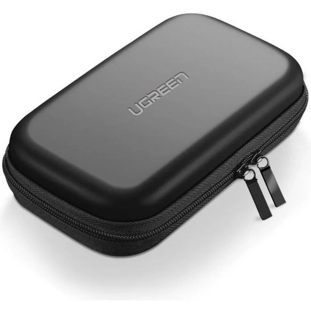 UGREEN External Hard Drive Case Bag, Shock Resistant, Electronic Accessories Organizer, Splashproof, High-quality Storage For 2.5" Inch HDD/SSD, EVA Material, Small Size, Black | 40707