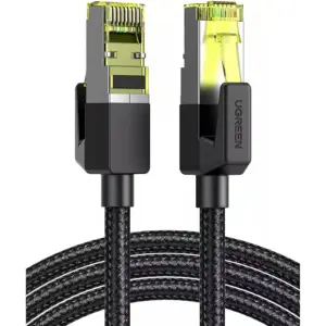 UGREEN Cat 7 Shielded RJ45 Ethernet Cable 2M Braided Round Network LAN Cable 10Gbps High-Speed Internet Cable 600MHz Bandwidth for Router Modem, Black | 80423