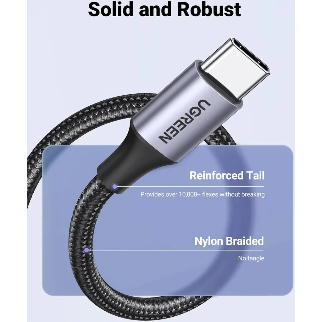 UGREEN USB A to USB Type C Cable, 480Mbps Data Transfer Rate, Qualcomm 3.0 Quick Charge, 18W Power, 2m Cable Length, Wide Compatibility, Gray/Black | 60128 - Image 2