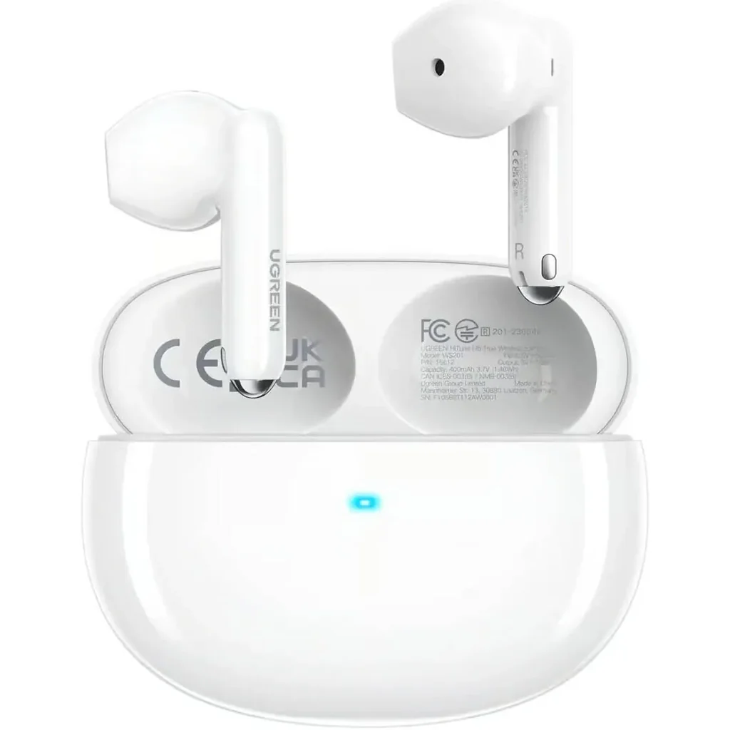 UGREEN HiTune H5 Wireless TWS Earphones, AI Noise Reduction, Crystal Clear Calls, Low Latency Audio, Touch Control, Long Battery Life, IPX5 Water Resistant, White | 15612