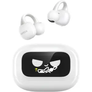 UGREEN ClipBuds Magic Open Ear Wireless Earbuds, Bluetooth 5.4, Smart Touchscreen Charging Case, AI Noise Reduction Dual Mic Calls, 30 Hour Battery Life, IPX5 Water Resistant, White | 55136
