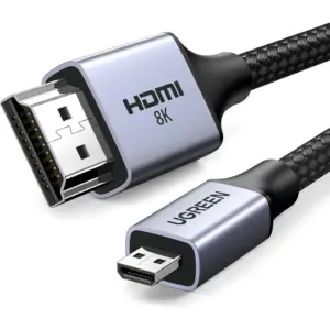 UGREEN HD164 8K Micro HDMI to HDMI Cable 2M, 48Gbps Ultra High Speed HDMI 2.1 Cable for 8K/4K Devices, Gray | 15517