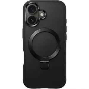 CROWNYX Aegis GripStand Pro Case for iPhone 16 Plus, Compatible with MagSafe, Shockproof, Slim Hybrid TPU Cover with Kickstand & Grip Ring, Matte Black | IP16PL-MGSF-AGSP-BLK