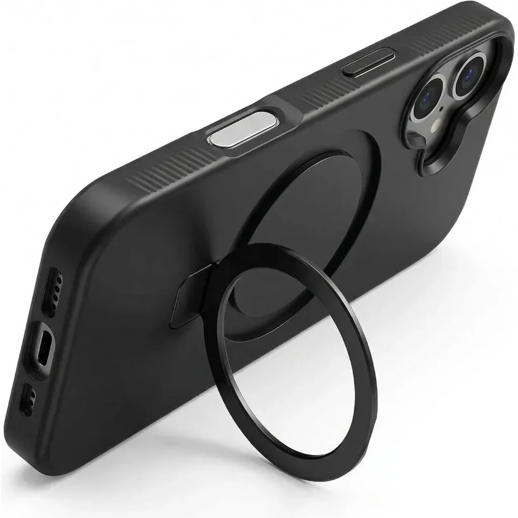 CROWNYX Aegis GripStand Pro Case for iPhone 16 Plus, Compatible with MagSafe, Shockproof, Slim Hybrid TPU Cover with Kickstand & Grip Ring, Matte Black | IP16PL-MGSF-AGSP-BLK - Image 3