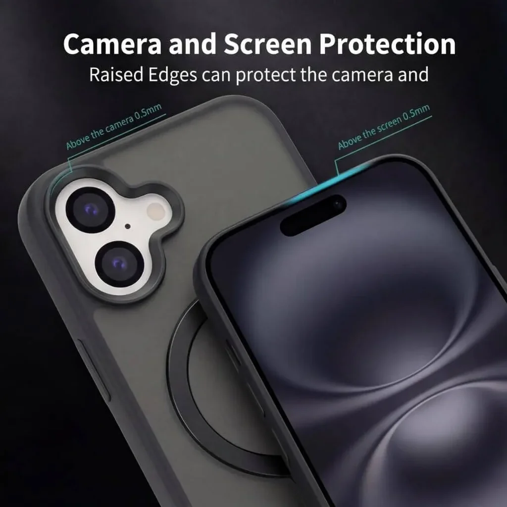 CROWNYX Aegis GripStand Pro Case for iPhone 16 Plus, Compatible with MagSafe, Shockproof, Slim Hybrid TPU Cover with Kickstand & Grip Ring, Matte Black | IP16PL-MGSF-AGSP-BLK - Image 4