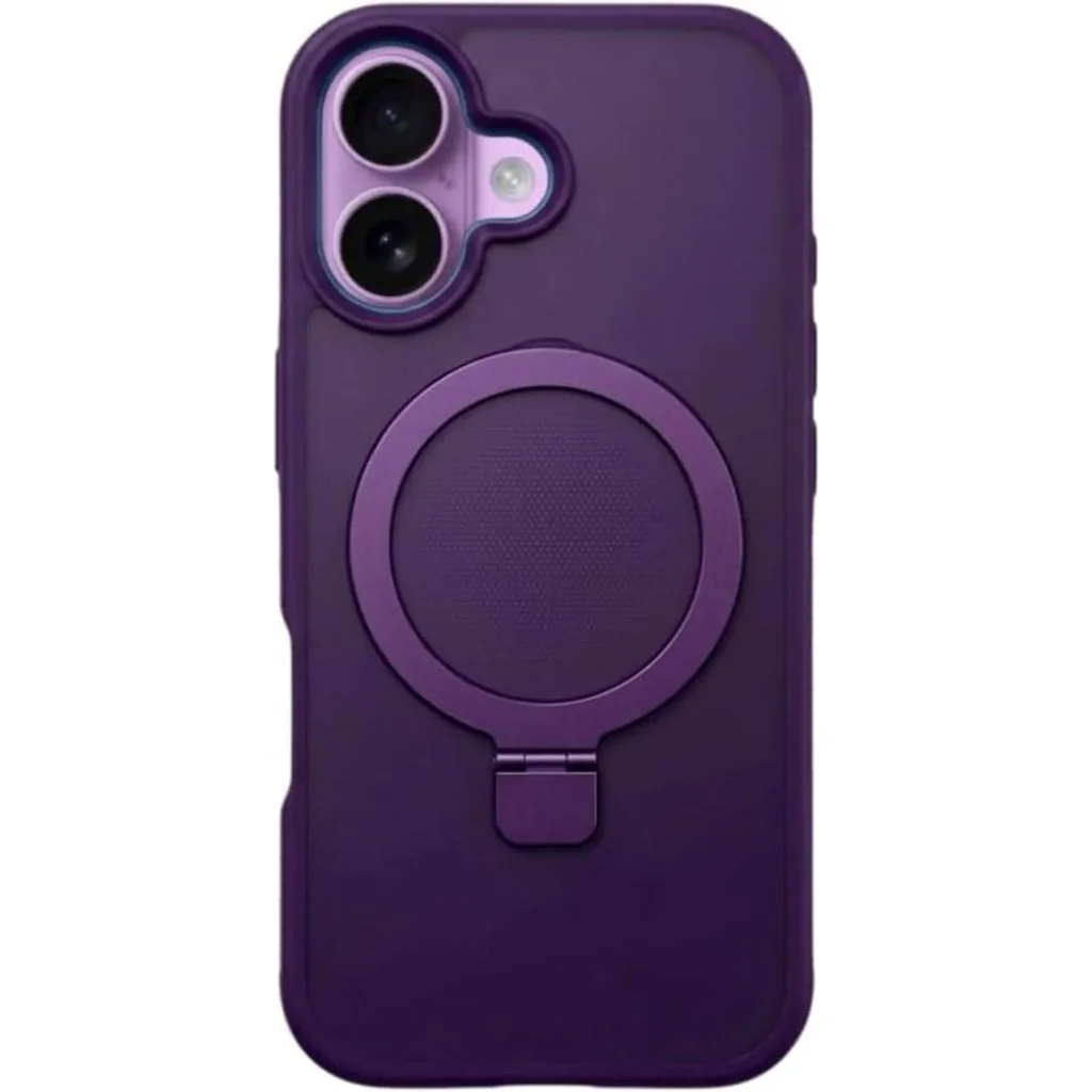 CROWNYX Aegis GripStand Pro Case for iPhone 16 Plus, Compatible with MagSafe, Shockproof, Slim Hybrid TPU Cover with Kickstand & Grip Ring, Purple | IP16PL-MGSF-AGSP-PUR