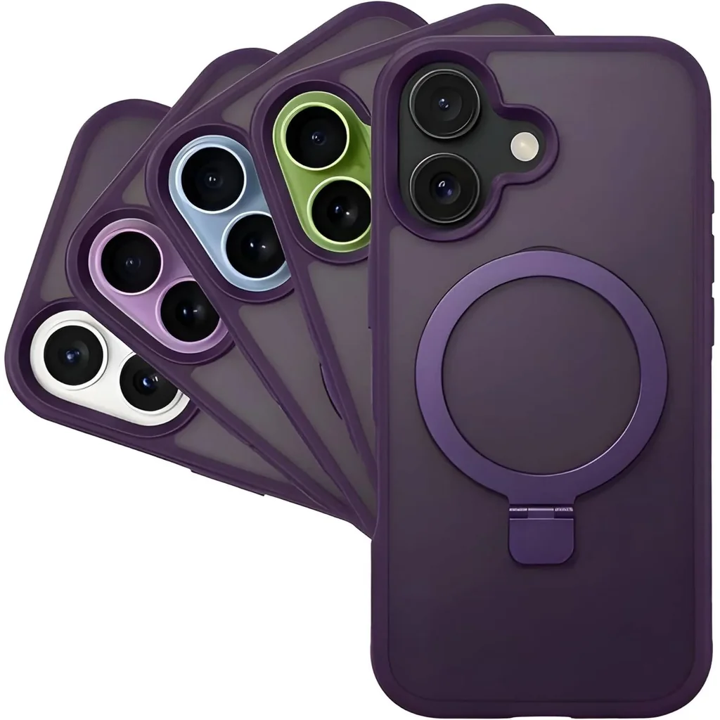 CROWNYX Aegis GripStand Pro Case for iPhone 16 Plus, Compatible with MagSafe, Shockproof, Slim Hybrid TPU Cover with Kickstand & Grip Ring, Purple | IP16PL-MGSF-AGSP-PUR - Image 3