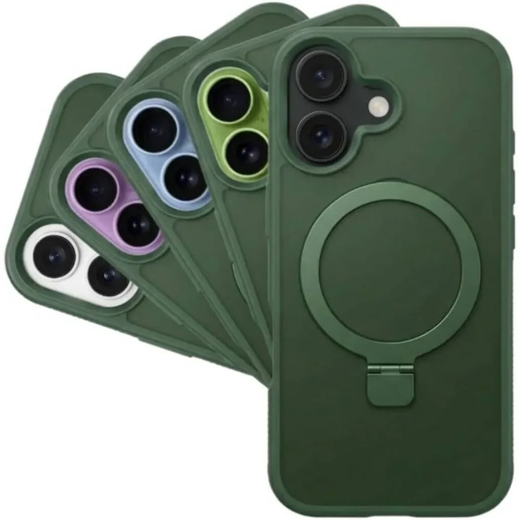 CROWNYX Aegis GripStand Pro Case for iPhone 16, Compatible with MagSafe, Shockproof, Slim Hybrid TPU Cover with Kickstand & Grip Ring, Green | IP16-MGSF-AGSP-GRN - Image 3