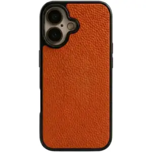 CROWNYX Regal Leather Case for Iphone 16 Plus, MagSafe Compatible, Anti-Slip Grip, Shockproof, Raised Camera Protection, Orange | IP16PL-MGSF-RGL-ORG
