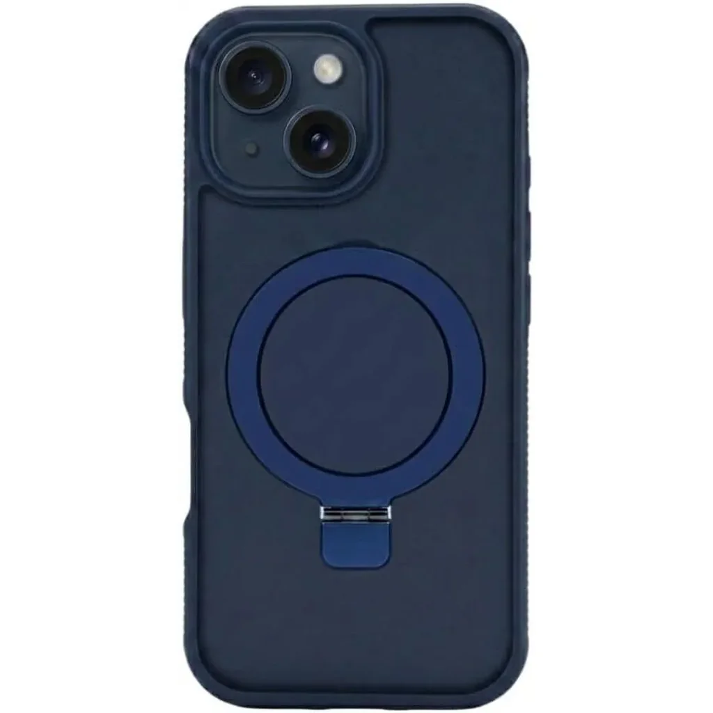 CROWNYX Aegis GripStand Pro Case for iPhone 15, Compatible with MagSafe, Shockproof, Slim Hybrid TPU Cover with Kickstand & Grip Ring, Blue | IP15-MGSF-AGSP-BLU