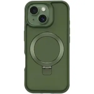 CROWNYX Aegis GripStand Pro Case for iPhone 15, Compatible with MagSafe, Shockproof, Slim Hybrid TPU Cover with Kickstand & Grip Ring, Green | IP15-MGSF-AGSP-GRN