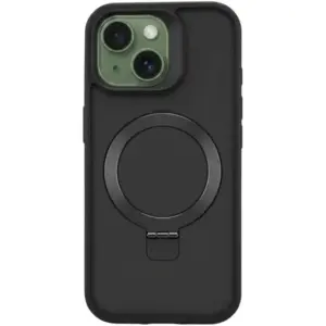 CROWNYX Aegis GripStand Pro Case for iPhone 14 Plus or 15 Plus, Compatible with MagSafe, Shockproof, Slim Hybrid TPU Cover with Kickstand & Grip Ring, Black | IP1415PL-MGSF-AGSP-BLK