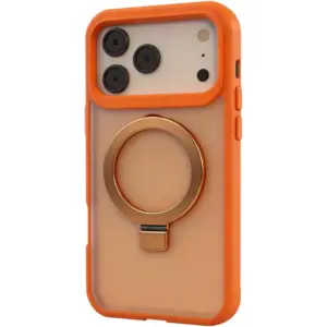 CROWNYX Aegis GripStand Pro Case for iPhone 17 Pro Max, Compatible with MagSafe, Shockproof, Slim Hybrid TPU Cover with Kickstand & Grip Ring, Orange | IP17PM-MGSF-AGSP-ORG