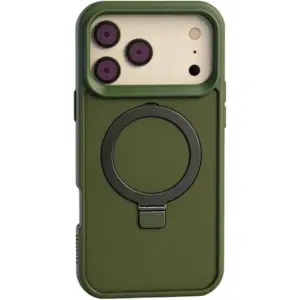 CROWNYX Aegis GripStand Pro Case for iPhone 17 Pro Max, Compatible with MagSafe, Shockproof, Slim Hybrid TPU Cover with Kickstand & Grip Ring, Green | IP17PM-MGSF-AGSP-GRN