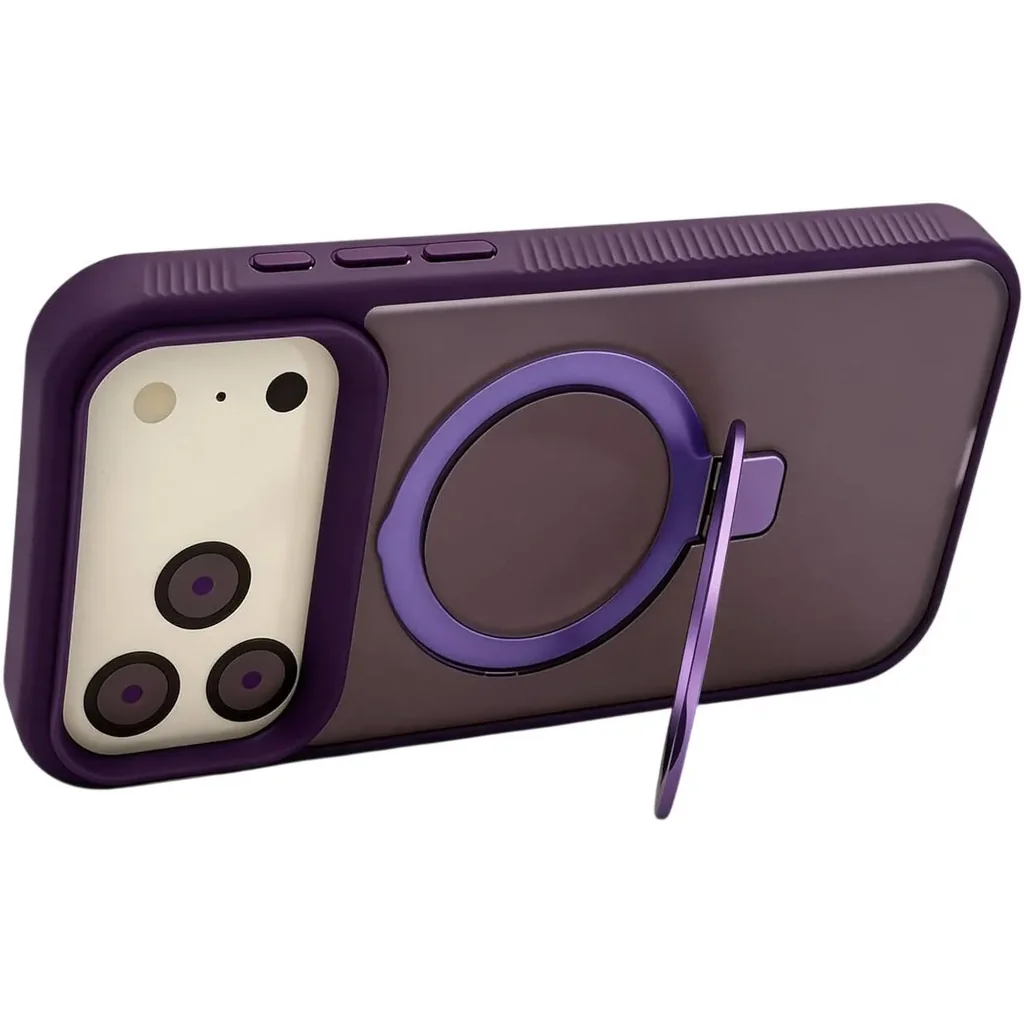 CROWNYX Aegis GripStand Pro Case for iPhone 17 Pro, Compatible with MagSafe, Shockproof, Slim Hybrid TPU Cover with Kickstand & Grip Ring, Purple | IP17P-MGSF-AGSP-PUR - Image 3