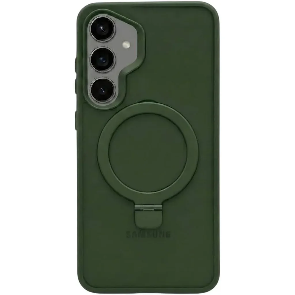 CROWNYX Aegis GripStand Pro Case for Samsung Galaxy S26, MagSafe Compatible, Shockproof, Slim Hybrid TPU Cover, Kickstand & Grip Ring, Green | SAMS26-MGSF-AGSP-GRN