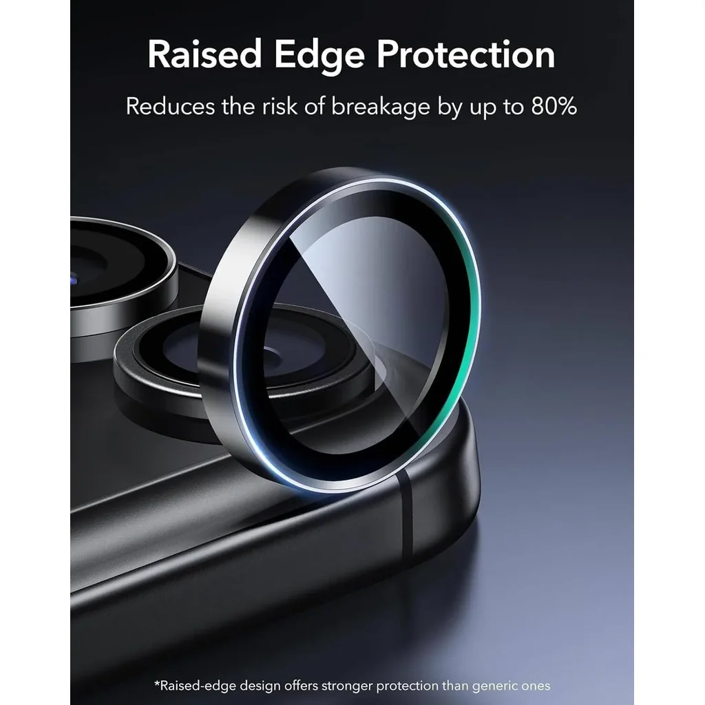 CROWNYX Camera 3D Individual Lens Protector for iPhone 17 Pro Max, 9H Tempered Glass, Anti Scratch, Anti-Oil, Anti-Shock, Dirt-Resistance, Pack of 1, Black | IP17PM-3DINDVL-CLP - Image 2