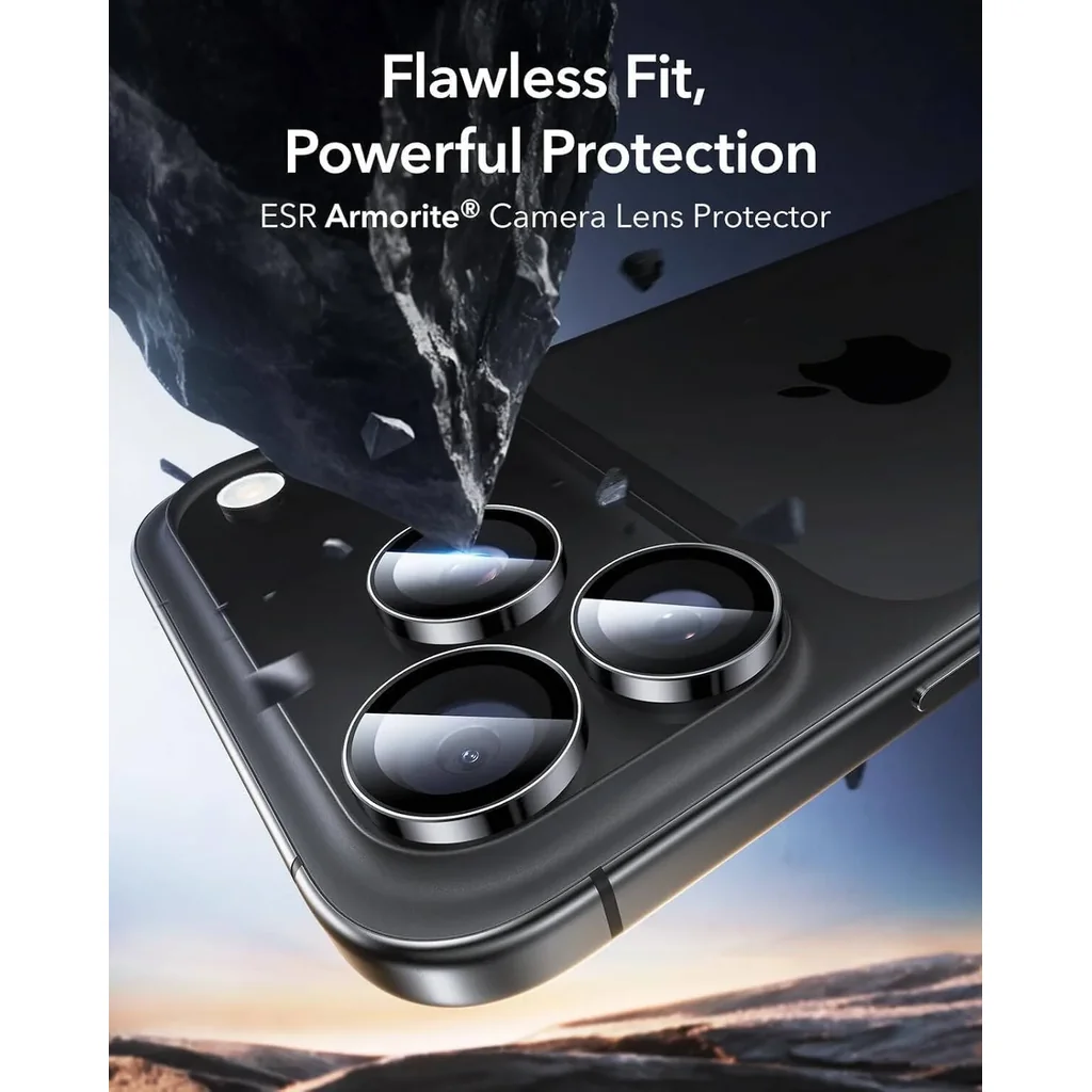 CROWNYX Camera 3D Individual Lens Protector for iPhone 17 Pro Max, 9H Tempered Glass, Anti Scratch, Anti-Oil, Anti-Shock, Dirt-Resistance, Pack of 1, Black | IP17PM-3DINDVL-CLP - Image 6