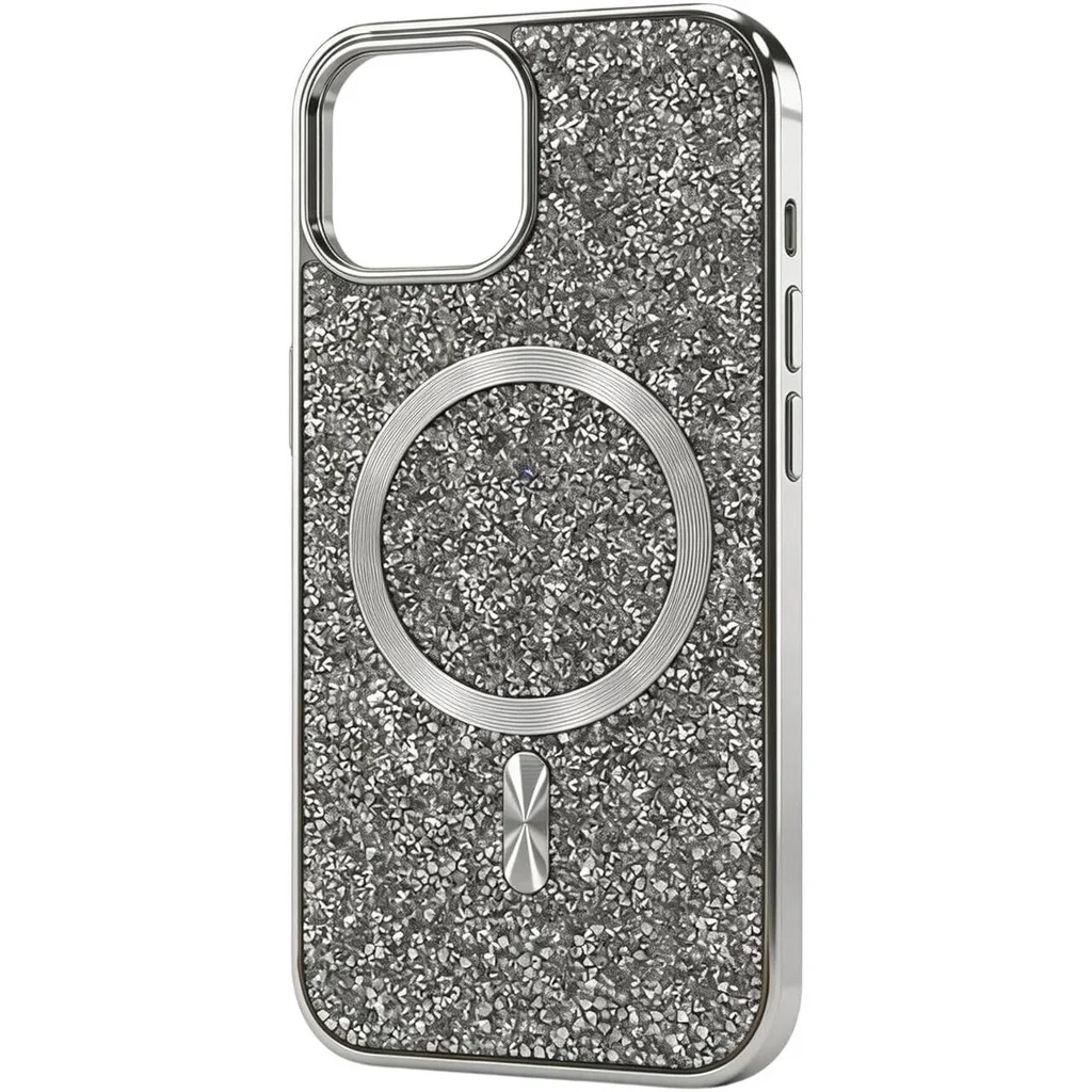 CROWNYX GlamAura Glitter Case for Iphone 14 Plus or 15 Plus, Magsafe Compatible, Bling Sparkle Shockproof Phone, Bumper Cover, Silver | IP14PL15PL-MGSF-GA-SIL - Image 2