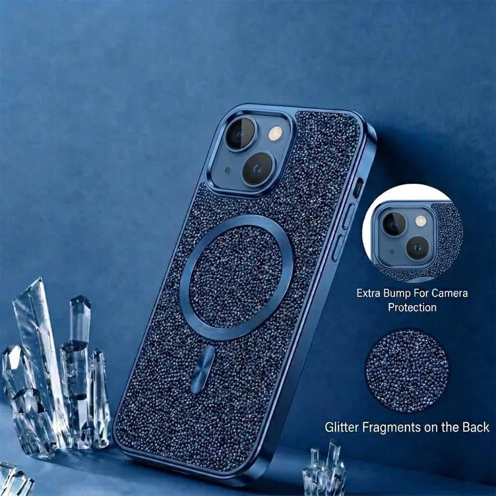 CROWNYX GlamAura Glitter Case for Iphone 14 Plus or 15 Plus, Magsafe Compatible, Bling Sparkle Shockproof Phone, Bumper Cover, Blue | IP14PL15PL-MGSF-GA-BLU - Image 3