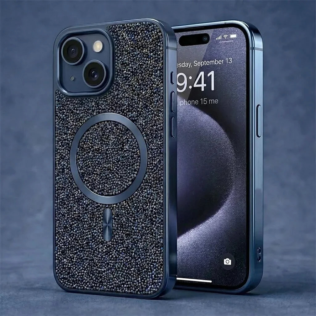 CROWNYX GlamAura Glitter Case for Iphone 14 Plus or 15 Plus, Magsafe Compatible, Bling Sparkle Shockproof Phone, Bumper Cover, Blue | IP14PL15PL-MGSF-GA-BLU - Image 4