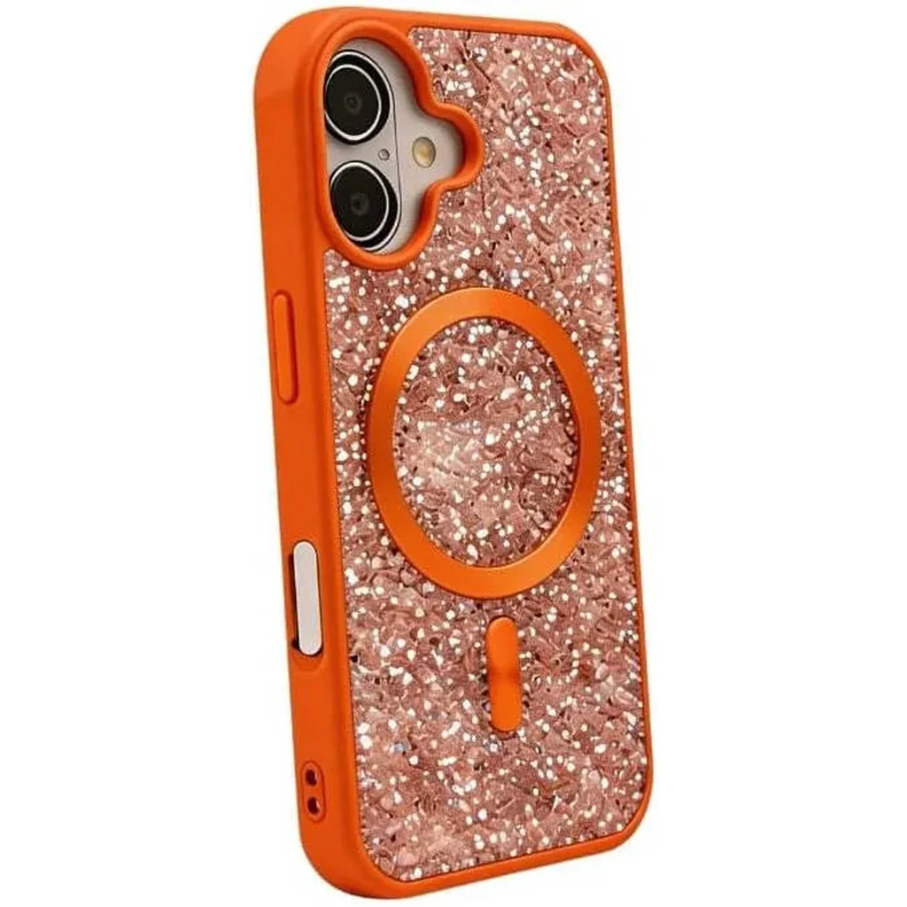 CROWNYX GlamAura Glitter Case for Iphone 16 Plus, Magsafe Compatible, Bling Sparkle Shockproof Phone, Bumper Cover, Orange | IP16PL-MGSF-GA-ORG - Image 2