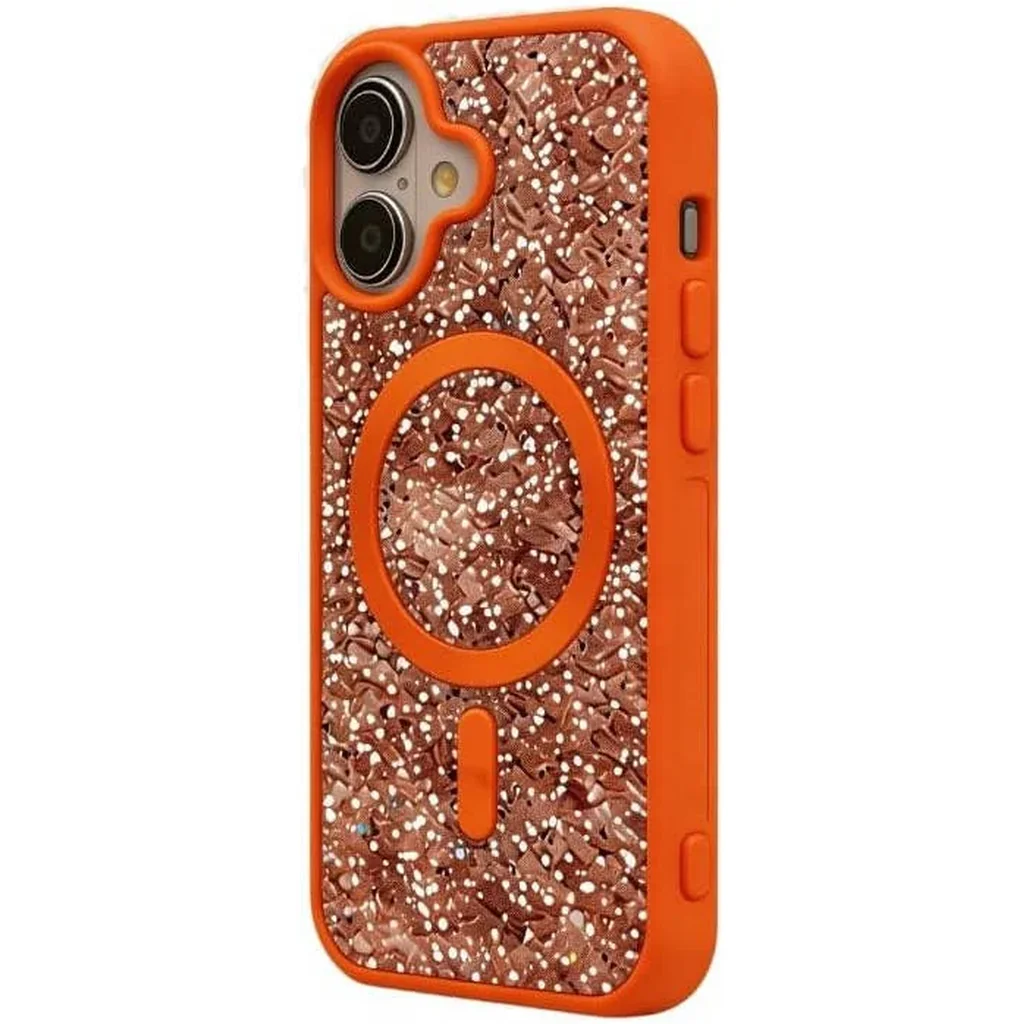 CROWNYX GlamAura Glitter Case for Iphone 16 Plus, Magsafe Compatible, Bling Sparkle Shockproof Phone, Bumper Cover, Orange | IP16PL-MGSF-GA-ORG - Image 3