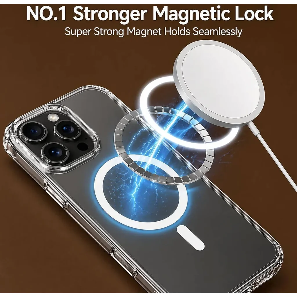 CROWNYX Hybrid PureClear Case for iPhone 15 Pro, Magsafe Compatible, Military-Grade Drop Protection, Anti Scratch, Fingerprint Free, Clear | IP15P-MGSF-PC - Image 4