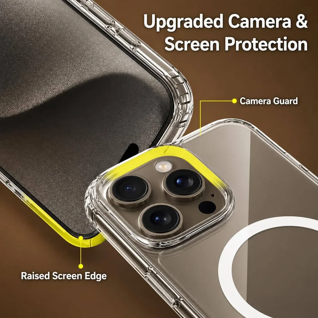 CROWNYX Hybrid PureClear Case for iPhone 15 Pro, Magsafe Compatible, Military-Grade Drop Protection, Anti Scratch, Fingerprint Free, Clear | IP15P-MGSF-PC - Image 5