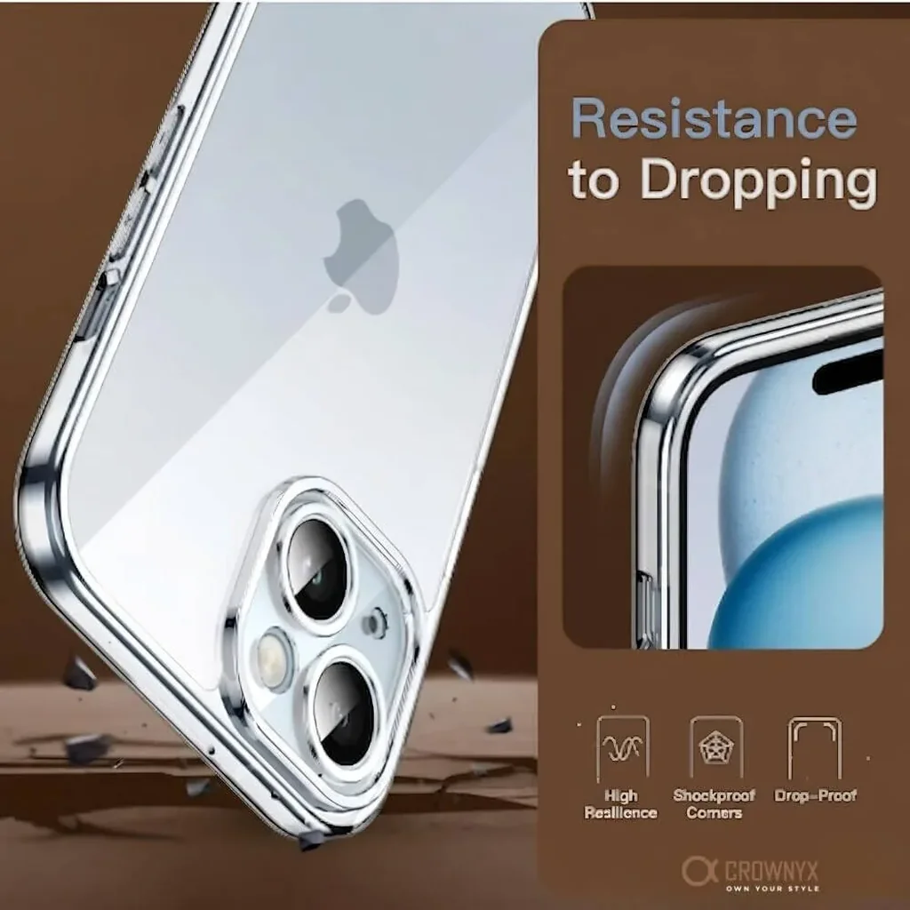 CROWNYX Hybrid PureClear Case for iPhone 14 Plus or 15 Plus, Magsafe Compatible, Military-Grade Drop Protection, Anti Scratch, Fingerprint Free, Clear | IP14PLS15PLS-MGSF-PC - Image 5