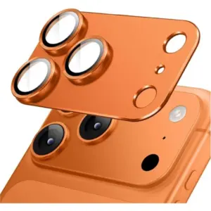 CROWNYX Prime Sheild Camera Lens Protector for iPhone 17 Pro, Full Aluminum Alloy Frame Cover, Militrary Grade Protection, 9H Tempered Glass, Anti Scratch, Orange | IP17P-PS-CLP-ORG