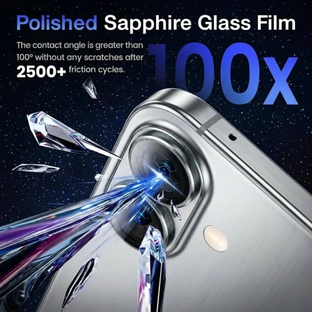 CROWNYX Prime Sheild Camera Lens Protector for iPhone 17, Full Aluminum Alloy Frame Cover, Militrary Grade Protection, 9H Tempered Glass, Anti Scratch, Silver | IP17-PS-CLP-SLV - Image 4