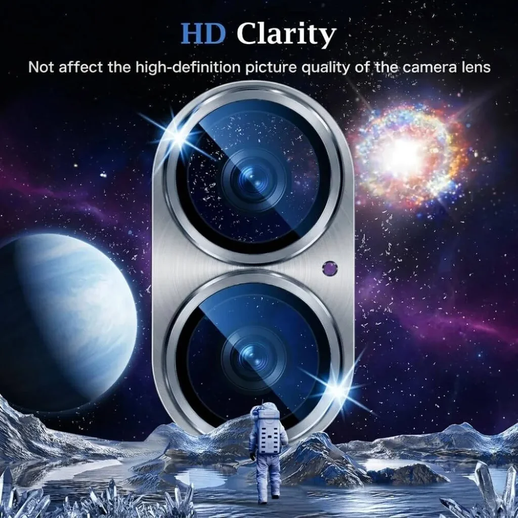 CROWNYX Prime Sheild Camera Lens Protector for iPhone 17, Full Aluminum Alloy Frame Cover, Militrary Grade Protection, 9H Tempered Glass, Anti Scratch, Silver | IP17-PS-CLP-SLV - Image 5