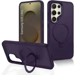 CROWNYX Aegis GripStand Pro Case for Samsung Galaxy S25 Ultra, Compatible with MagSafe, Shockproof Slim Hybrid TPU Cover with Kickstand & Grip Ring, Purple | SAMS25UL-MGSF-AGSP-PUR