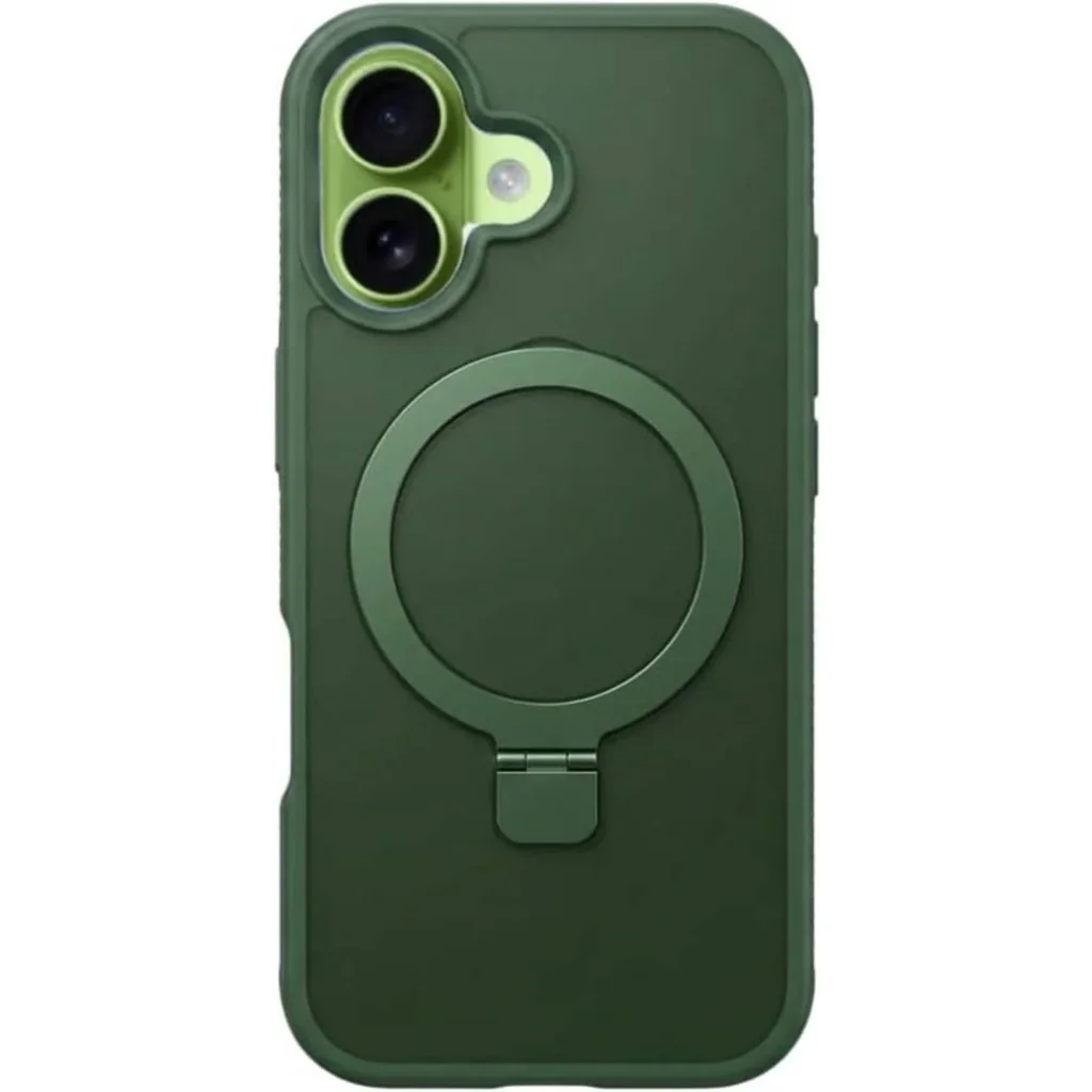 CROWNYX Aegis GripStand Pro Case for iPhone 17, Compatible with MagSafe, Shockproof, Slim Hybrid TPU Cover with Kickstand & Grip Ring, Green | IP17-MGSF-AGSP-GRN
