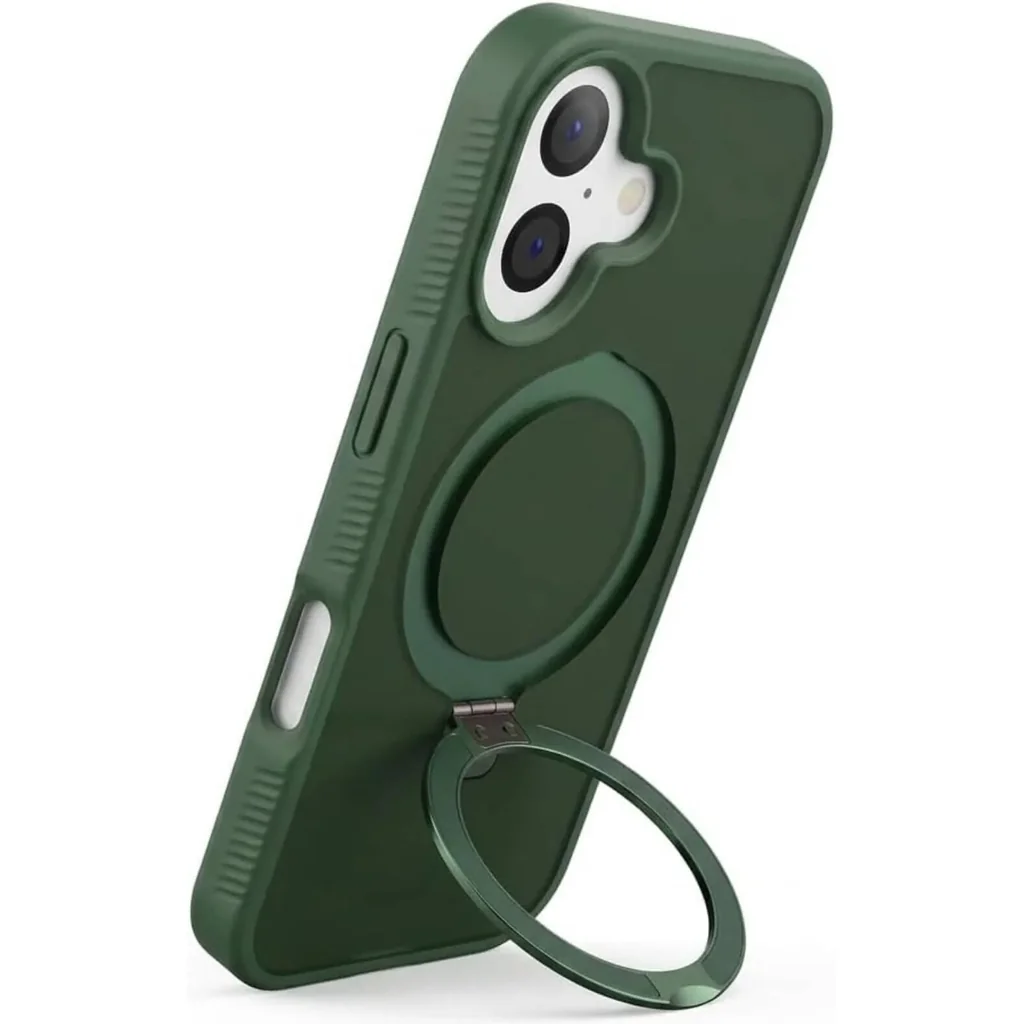 CROWNYX Aegis GripStand Pro Case for iPhone 17, Compatible with MagSafe, Shockproof, Slim Hybrid TPU Cover with Kickstand & Grip Ring, Green | IP17-MGSF-AGSP-GRN - Image 2