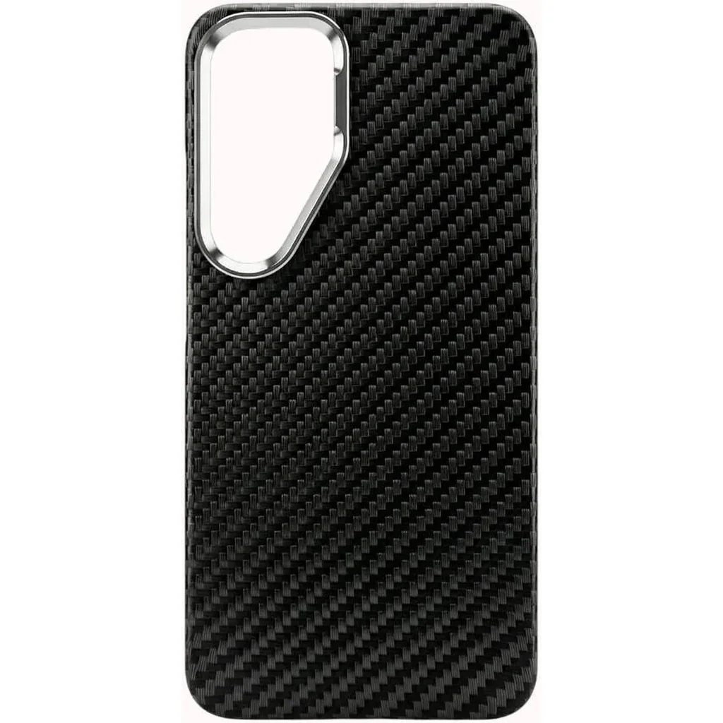CROWNYX Carbon Fiber Case for Samsung Galaxy S25, MagSafe Compatible, Ultra Slim Drop Resistant Cover, Anti-Slip, Anti-Scratch, Anti-Yellow, Black | SAMS25-MGSF-FBONE-BLK