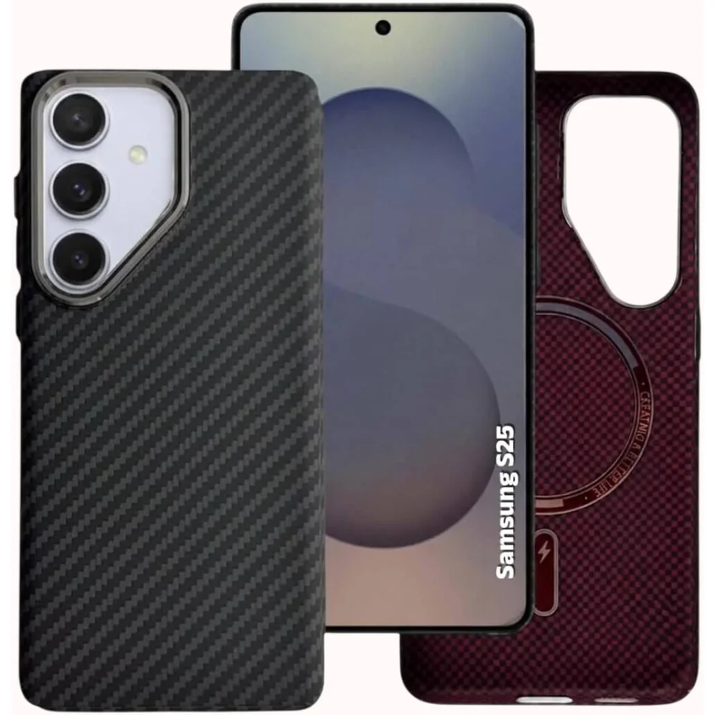 CROWNYX Carbon Fiber Case for Samsung Galaxy S25, MagSafe Compatible, Ultra Slim Drop Resistant Cover, Anti-Slip, Anti-Scratch, Anti-Yellow, Black | SAMS25-MGSF-FBONE-BLK - Image 3