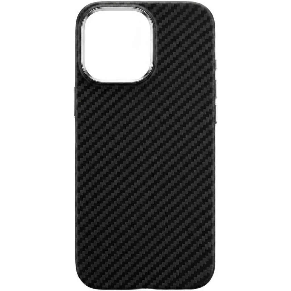 CROWNYX Carbon Fiber Case for iPhone 15 PRO, MagSafe Compatible, Ultra Slim Drop Resistant Cover, Anti-Slip, Anti-Scratch, Black | IP15P-MGSF-FBONE-BLK