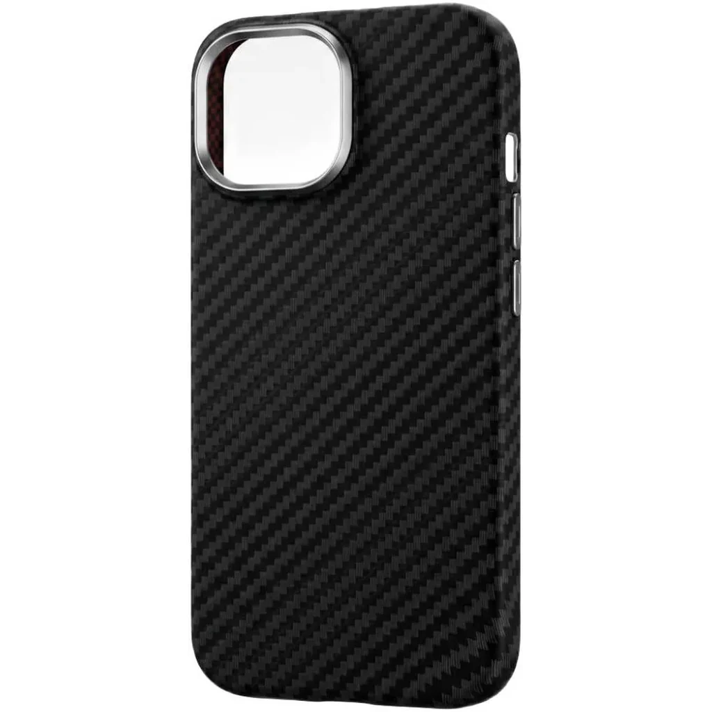 CROWNYX Carbon Fiber Case for iPhone 15, MagSafe Compatible, Ultra Slim Drop Resistant Cover, Anti-Slip, Anti-Scratch, Black | IP15-MGSF-FBONE-BLK - Image 3