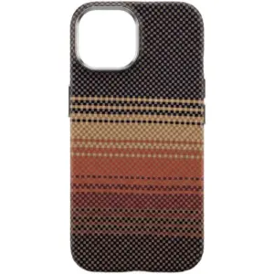 CROWNYX Carbon Fiber Case for iPhone 15, MagSafe Compatible, Ultra Slim Drop Resistant Cover, Anti-Slip, Anti-Scratch, Brown | IP15-MGSF-FBONE-BRN