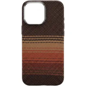 CROWNYX Carbon Fiber Case for iPhone 16 Pro, MagSafe Compatible, Ultra Slim Drop Resistant Cover, Anti-Slip, Anti-Scratch, Brown | IP16P-MGSF-FBONE-BRN