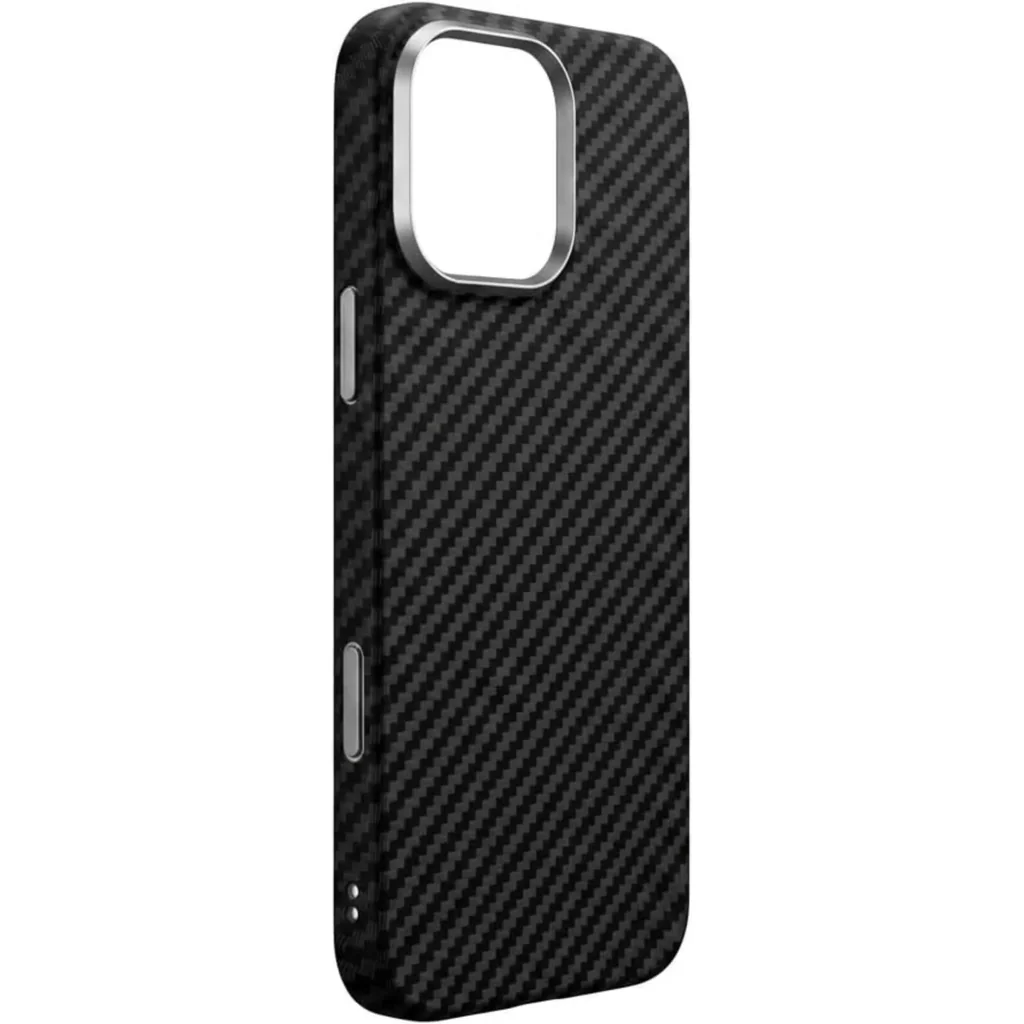 CROWNYX Carbon Fiber Case for iPhone 16 Pro, MagSafe Compatible, Ultra Slim Drop Resistant Cover, Anti-Slip, Anti-Scratch, Black | IP16P-MGSF-FBONE-BLK - Image 3