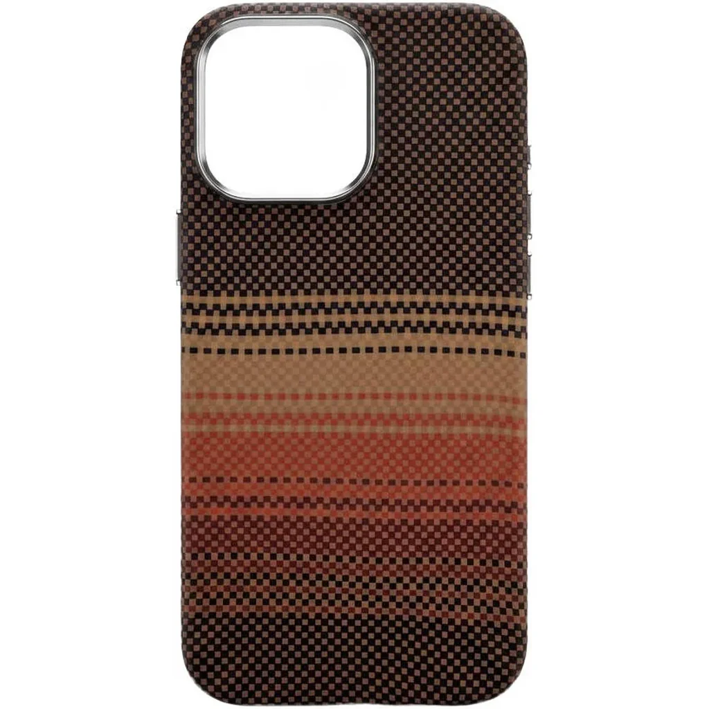 CROWNYX Carbon Fiber Case for iPhone 16 Pro Max, MagSafe Compatible, Ultra Slim Drop Resistant Cover, Anti-Slip, Anti-Scratch, Brown | IP16PM-MGSF-FBONE-BRN