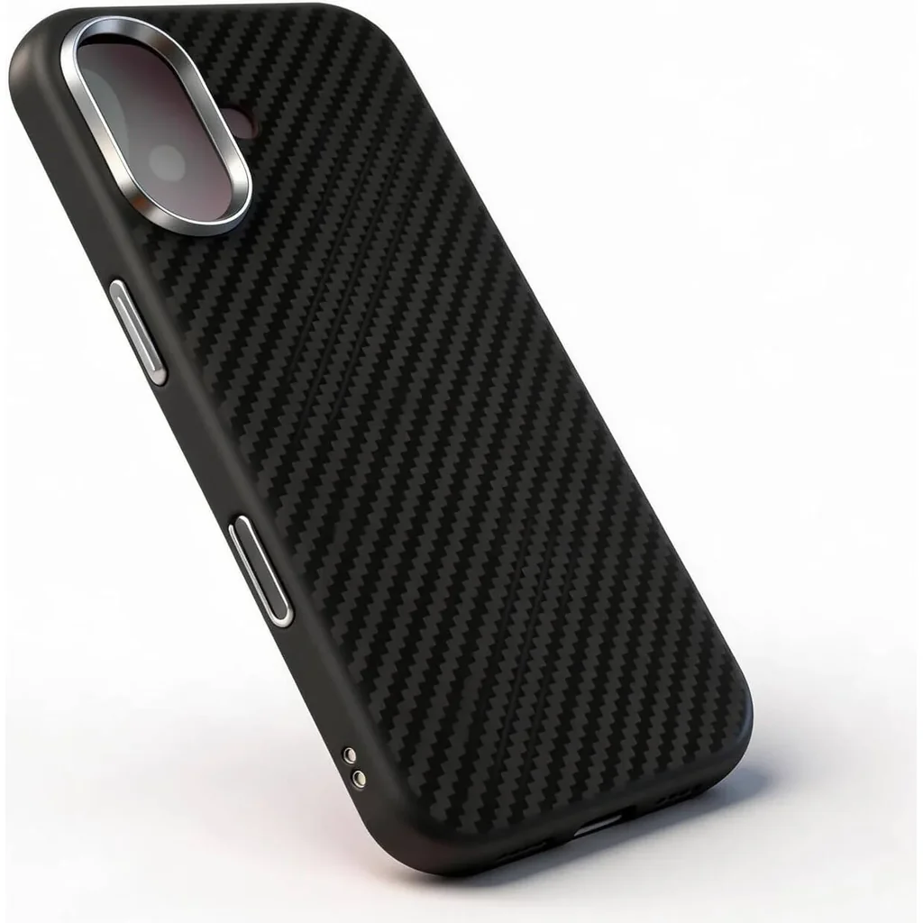 CROWNYX Carbon Fiber Case for iPhone 16, MagSafe Compatible, Ultra Slim Drop Resistant Cover, Anti-Slip, Anti-Scratch, Black | IP16-MGSF-FBONE-BLK - Image 2