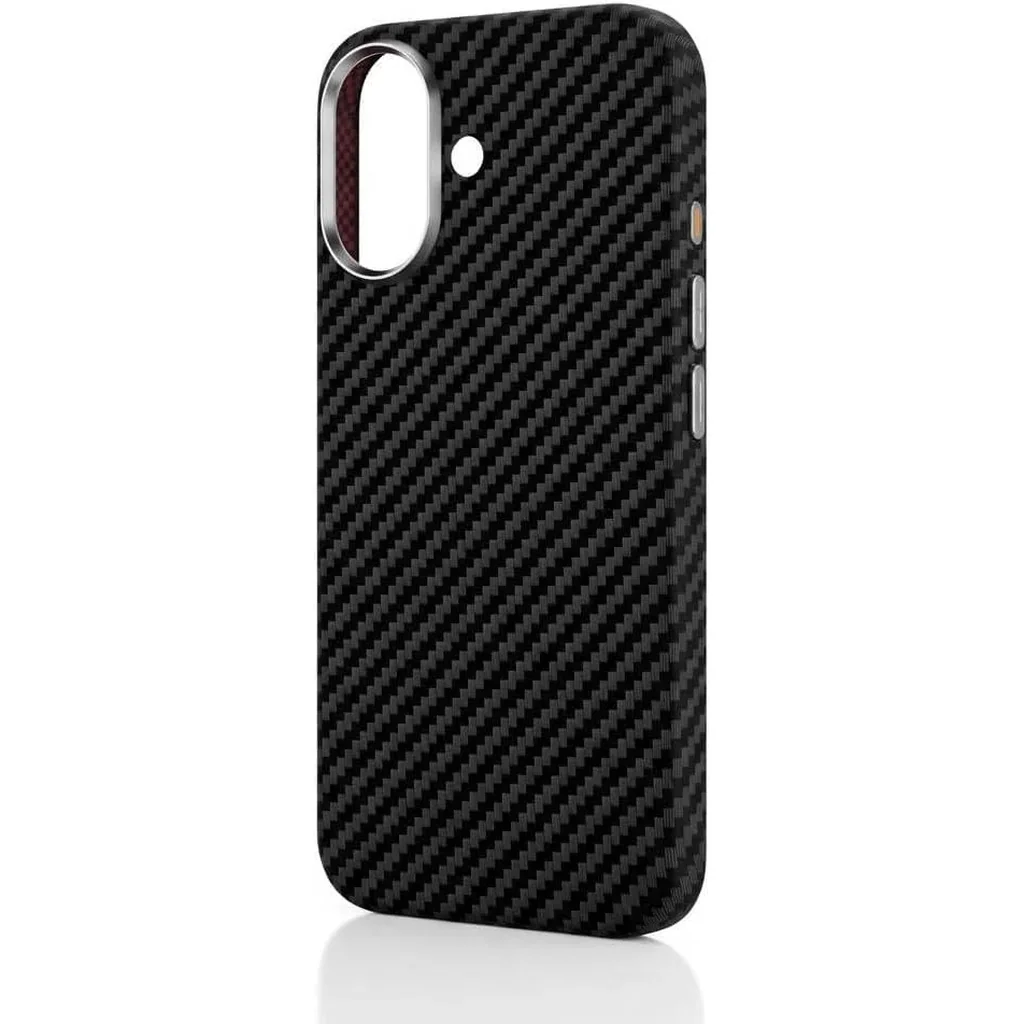 CROWNYX Carbon Fiber Case for iPhone 16, MagSafe Compatible, Ultra Slim Drop Resistant Cover, Anti-Slip, Anti-Scratch, Black | IP16-MGSF-FBONE-BLK - Image 3