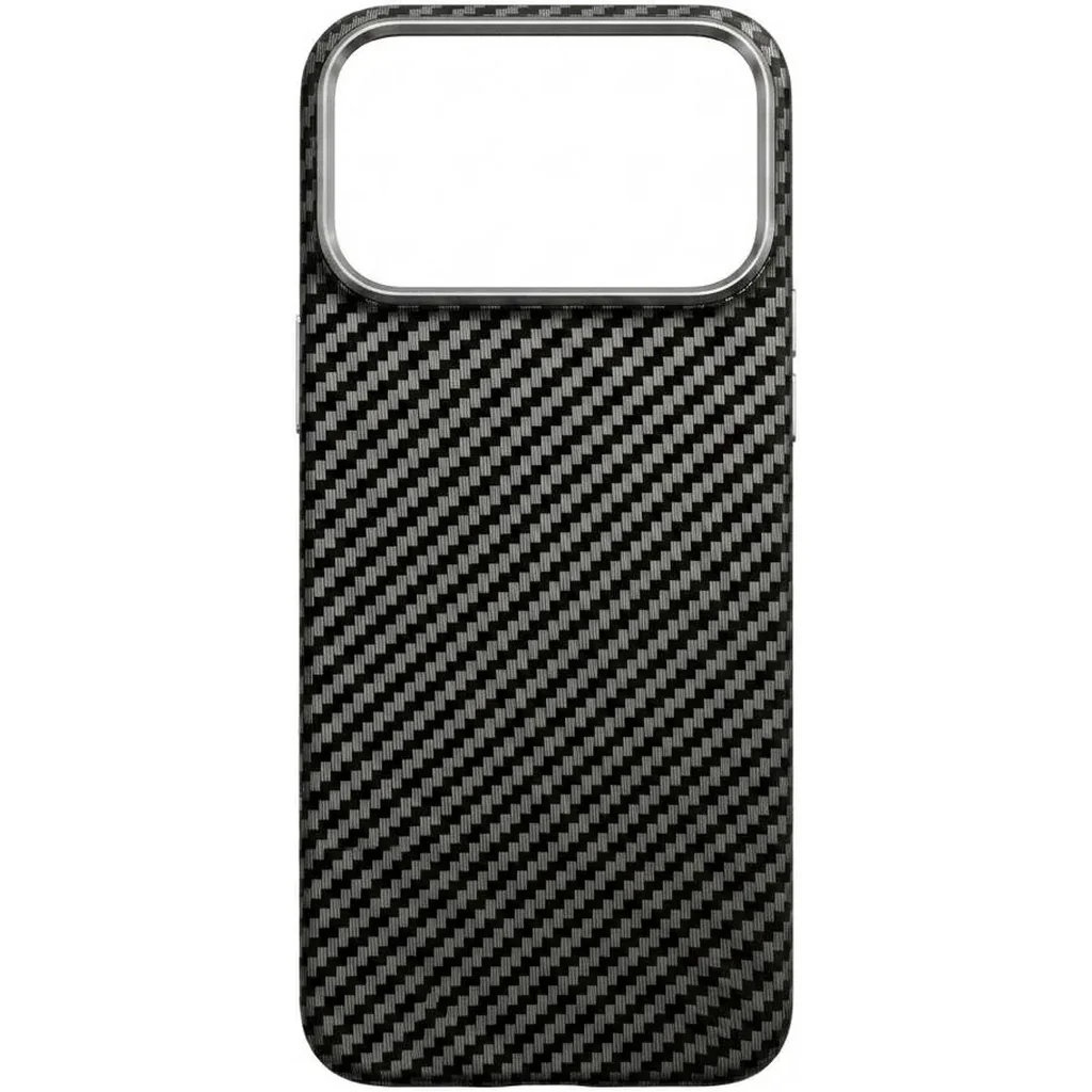 CROWNYX Carbon Fiber Case for iPhone 17 Pro, MagSafe Compatible, Ultra Slim Drop Resistant Cover, Anti-Slip, Anti-Scratch, Black | IP17P-MGSF-FBONE-BLK