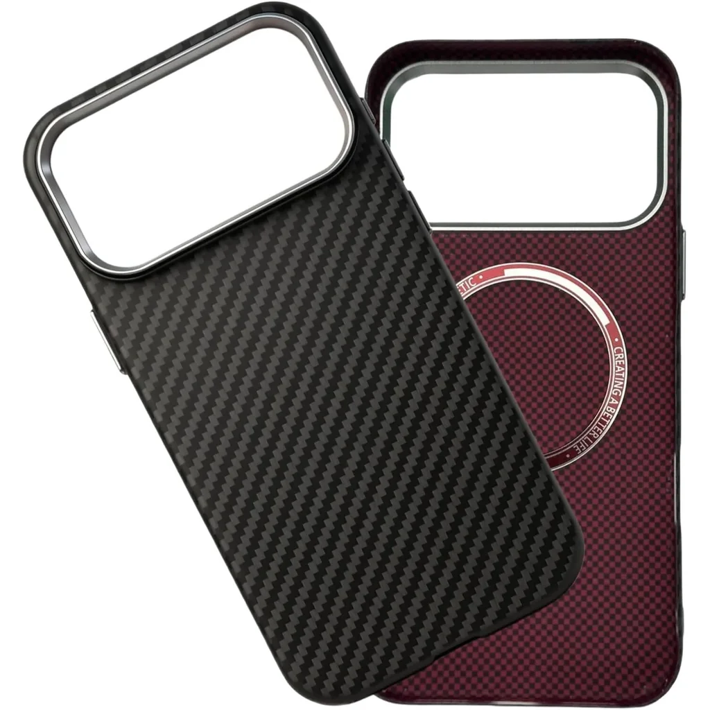 CROWNYX Carbon Fiber Case for iPhone 17 Pro, MagSafe Compatible, Ultra Slim Drop Resistant Cover, Anti-Slip, Anti-Scratch, Black | IP17P-MGSF-FBONE-BLK - Image 3