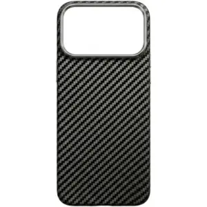 CROWNYX Carbon Fiber Case for iPhone 17 Pro Max, MagSafe Compatible, Ultra Slim Drop Resistant Cover, Anti-Slip, Anti-Scratch, Black | IP17PM-MGSF-FBONE-BLK