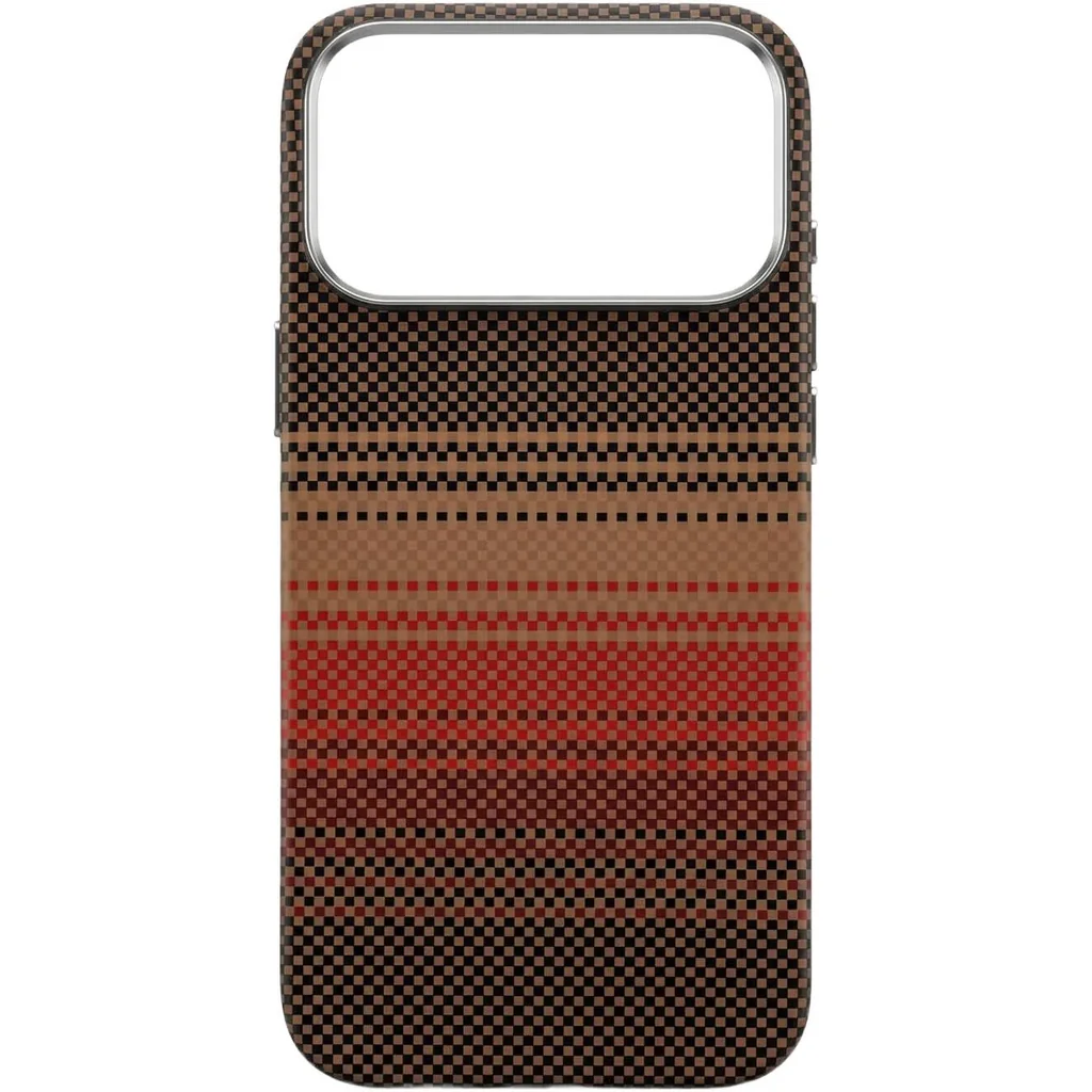 CROWNYX Carbon Fiber Case for iPhone 17 Pro Max, MagSafe Compatible, Ultra Slim Drop Resistant Cover, Anti-Slip, Anti-Scratch, Brown | IP17PM-MGSF-FBONE-BRN